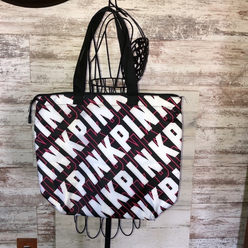 Victoria's Secret PINK Varsity Tote Zip Top 2-in-1 Insulated Cooler Travel bag‌ - Picture 7 of 12